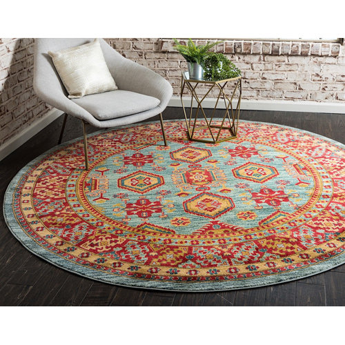 World Menagerie Lauri Performance Red/Blue/Tan Rug Wayfair